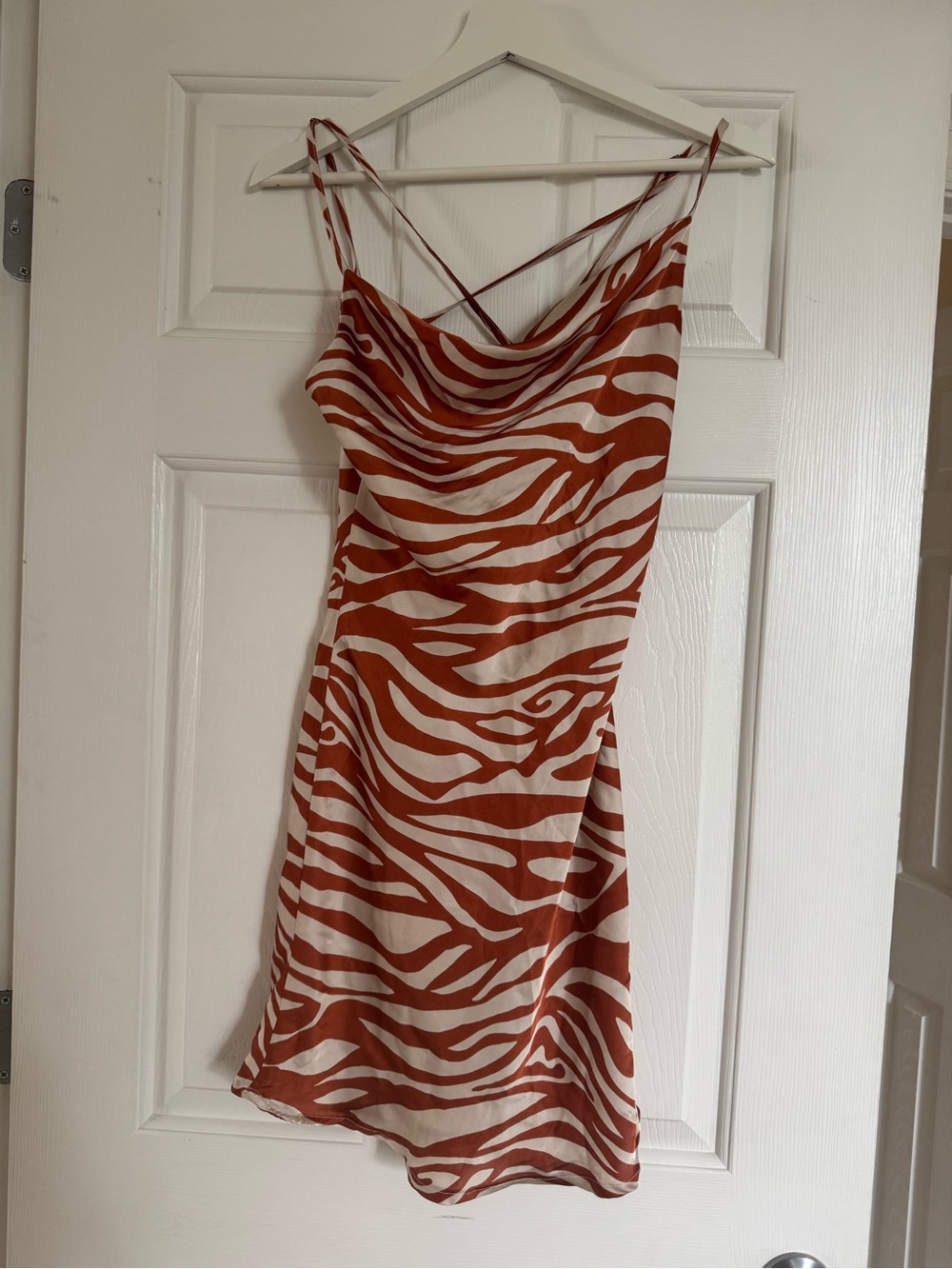 Slip Mini Dress in Rust Zebra Print